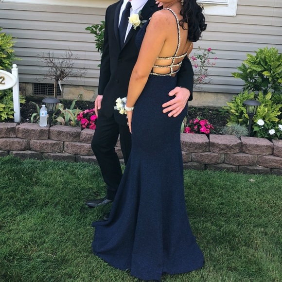 Navy Blue Jovani Prom Dress - Picture 4 of 6